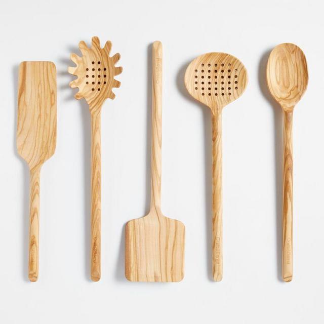 Crate & Barrel Olivewood Utensils, Set of 5