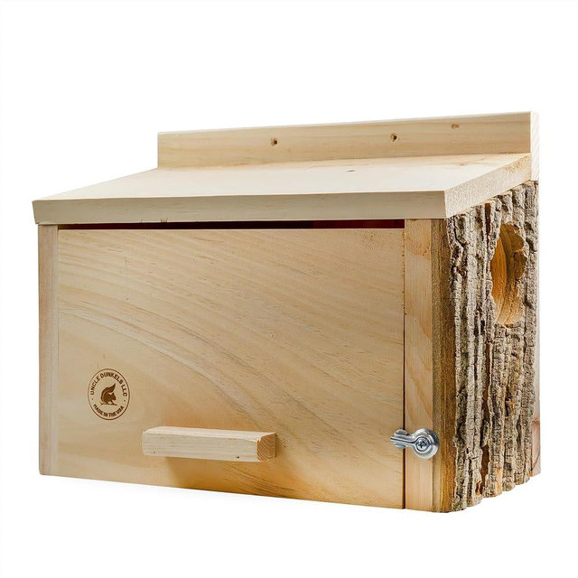 Uncle Dunkels Squirrel Nesting Box, Handcrafted Wood Winter Outdoor Shelter