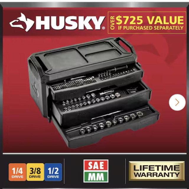 Husky 280-Piece SAE/Metric Mechanics Tool Set with Tool Box H280MTS
