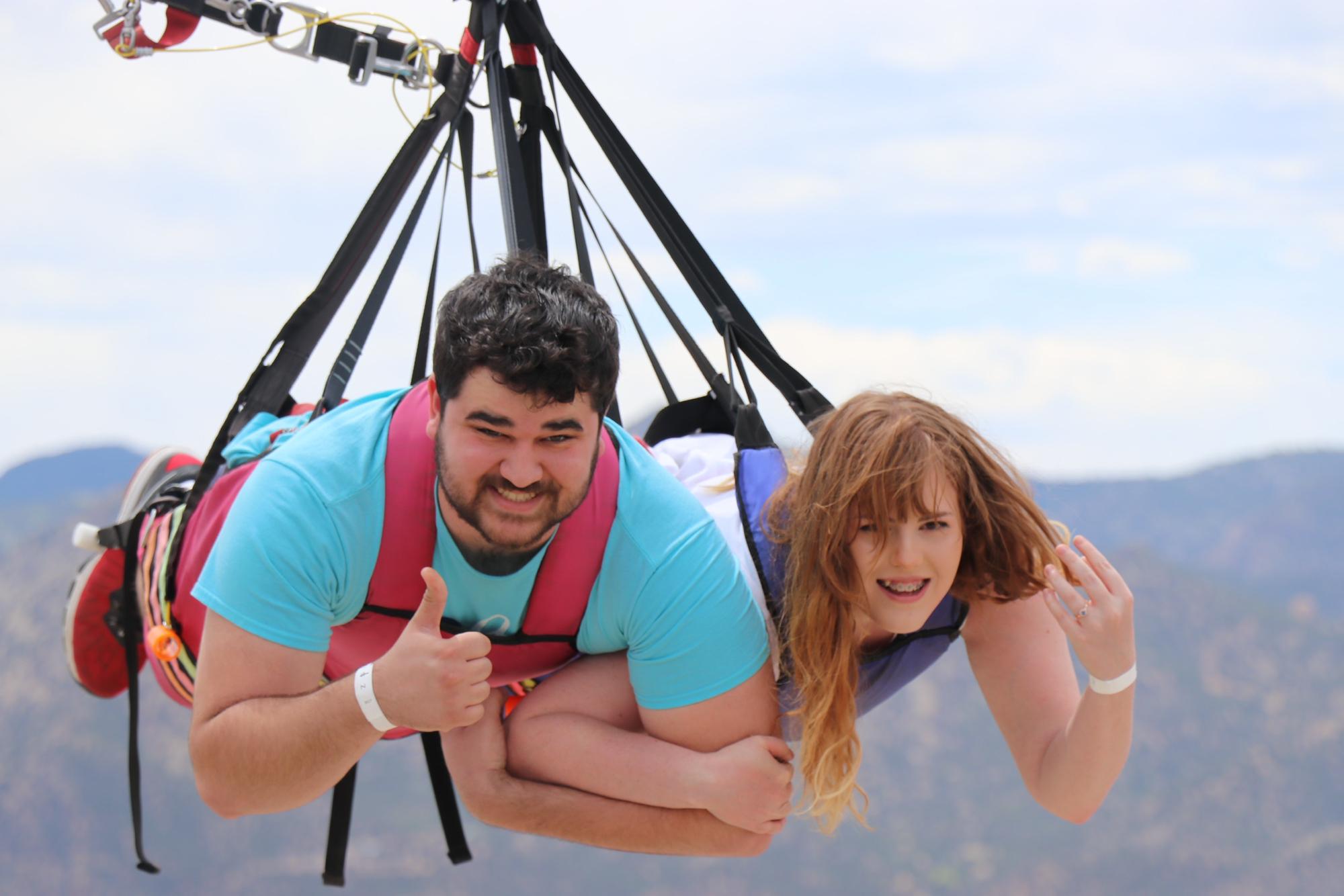 We swung over the Royal Gorge in Colorado together! It was so much fun!