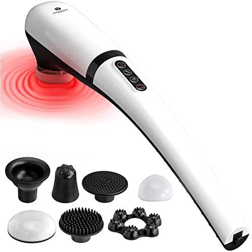 2600 mah Handheld Deep Tissue Massager With Heat for Muscles, Back, Foot, Neck, Shoulder, Leg, Calf Pain Relief – Rechargeable, Cordless Electric Percussion Full Body Massage Tool, 6 Speeds