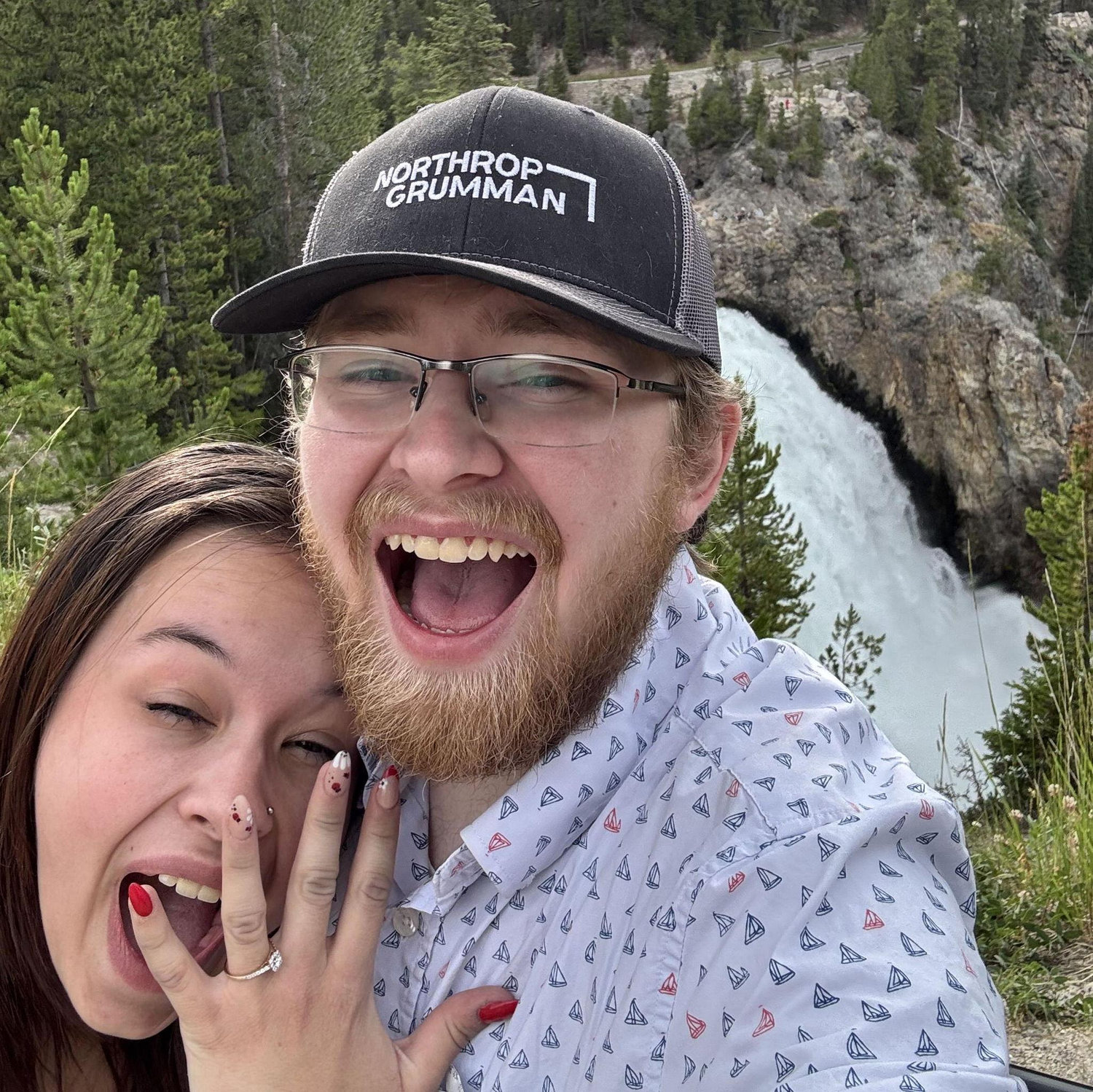 This is where Nick proposed: the upper falls at Yellowstone National Park