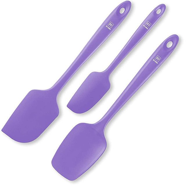 DI ORO Seamless Series 3-Piece Silicone Spatula Set - 600°F Heat Resistant Non Stick Rubber Kitchen Scraper Spatulas for Cooking, Baking, and Mixing – BPA Free and LFGB Certified Silicone (Lavender)