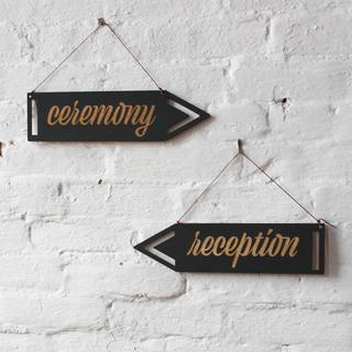 2-Piece Block Arrow Ceremony & Reception Sign Set