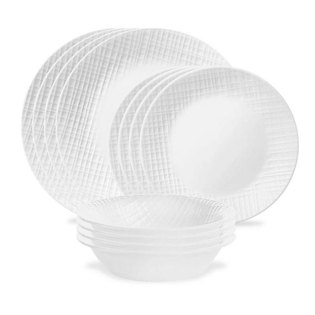 Corelle®Linen Weave 12-piece Dinnerware Set, Service for 4