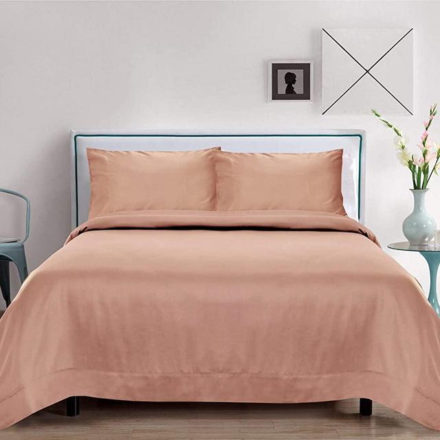 LINENWALAS Organic Bamboo Sheets Set 4 PC - 100% Natural Softest Coolest Bedding (King, Rose Gold)