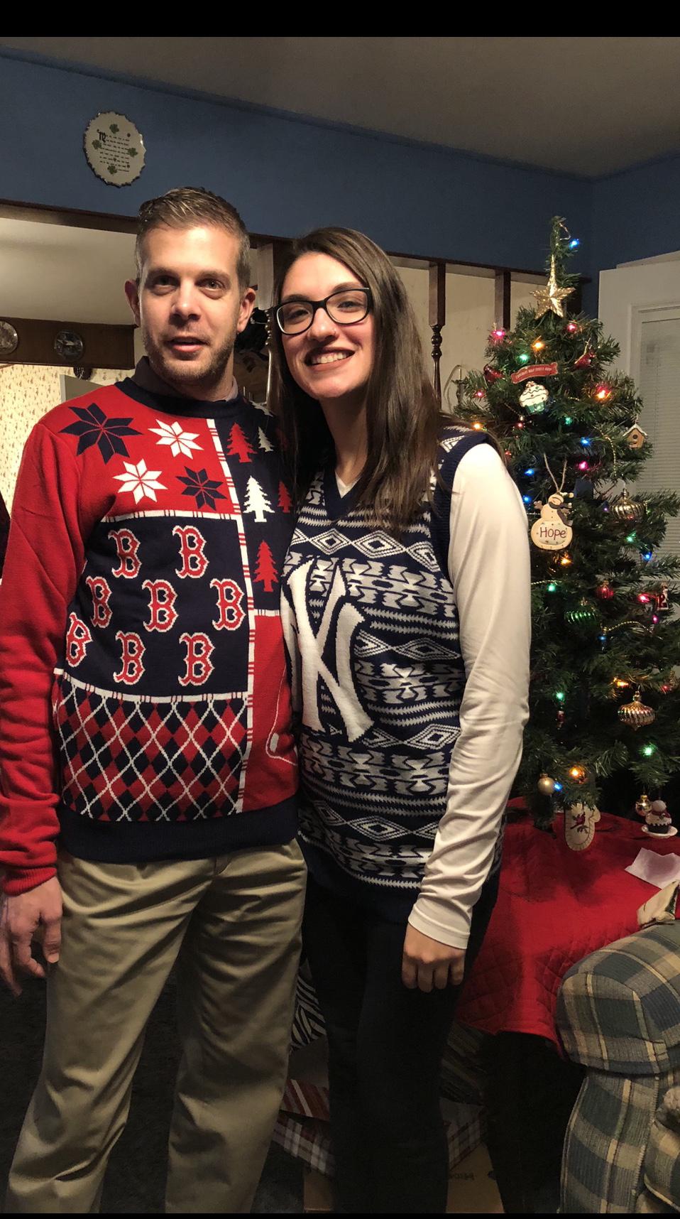 Our first Christmas together, featuring the rivalry that every day threatens to come between us