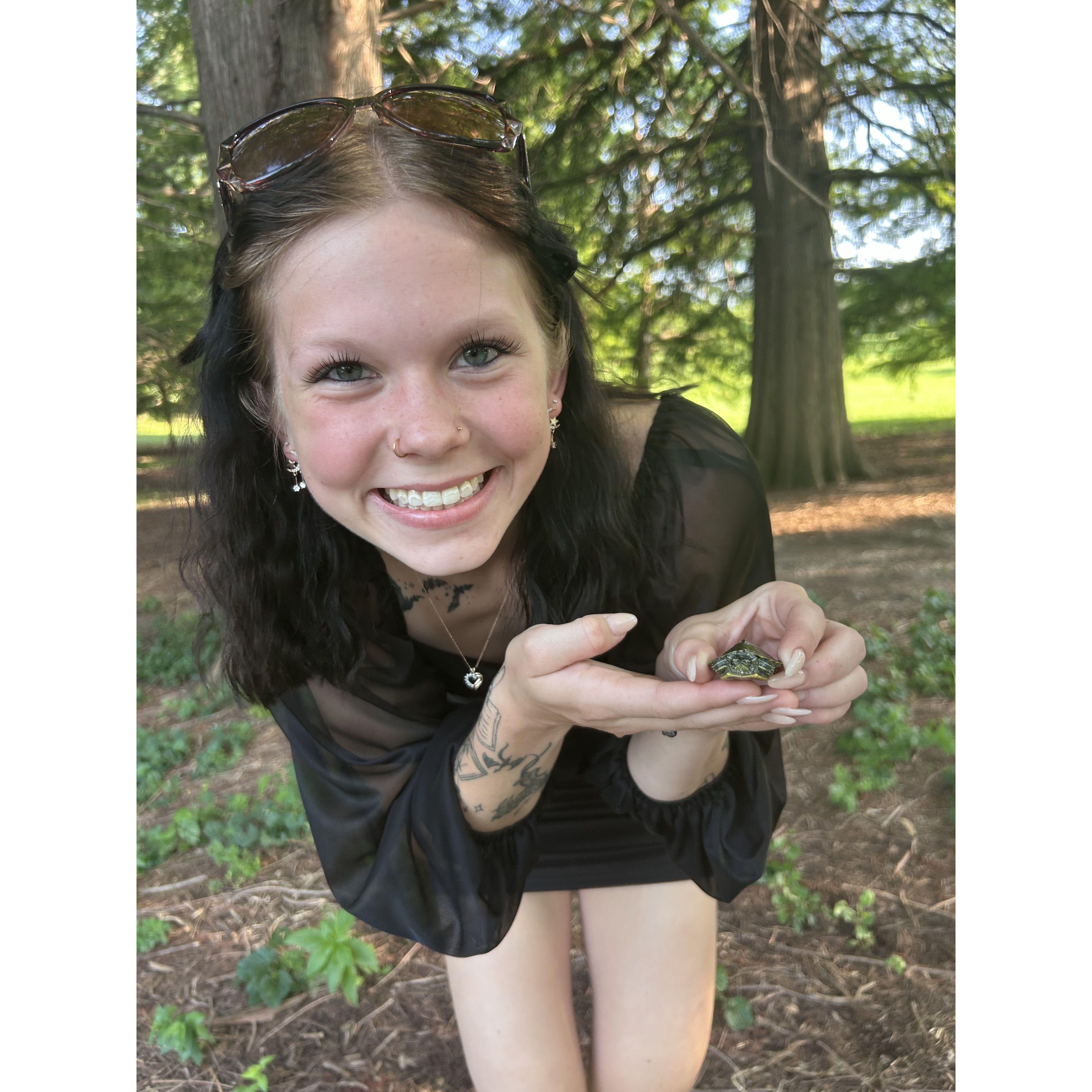 "Babe, look I found a turtle!" Moments before he asked!