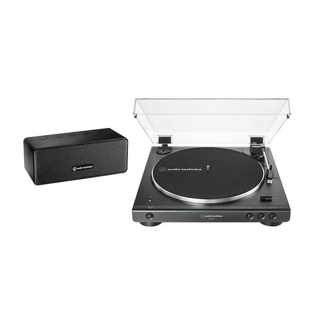 Audio Technica AT-LP60XSPBT-BK Bluetooth Turntable and Speaker Bundle (Black)