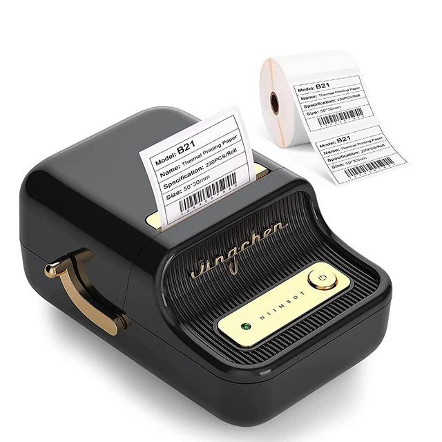 2 Inch Label Printer B21 with Tape, Wireless Bluetooth Portable Sticker Maker, Small Business Thermal Printer, Compatible iOS & Android, for All Purpose Barcode Address Text Labels (Black)