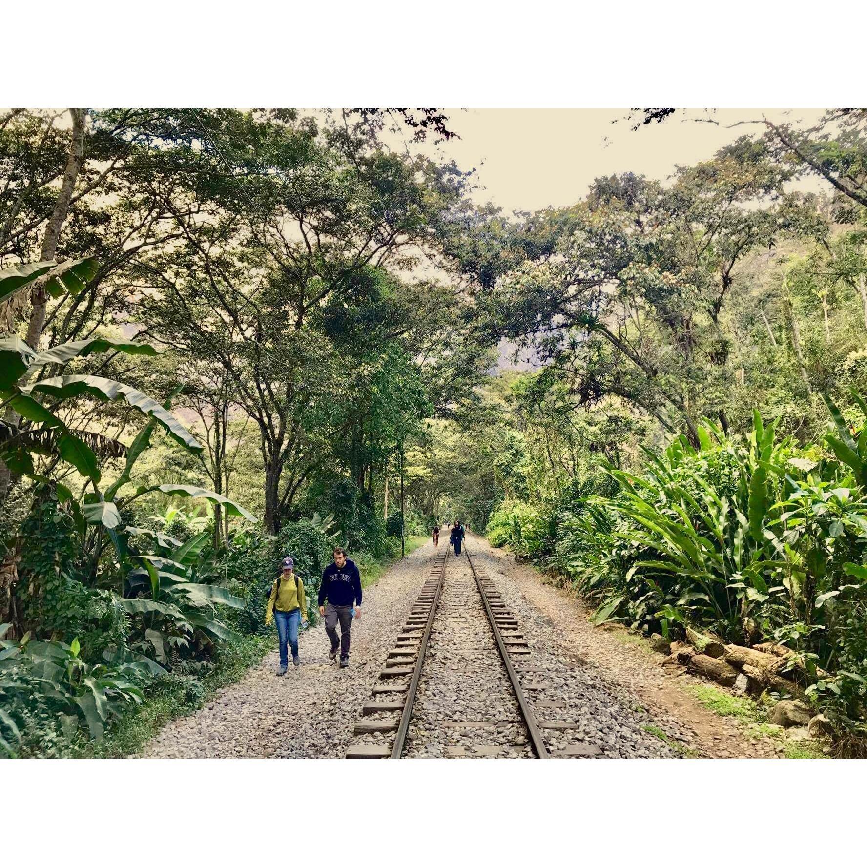 Our first big trip together was to Machu Picchu in Peru! This is us on the hike to Aguas Calientes which is at the base of the mountain that Machu Picchu sits on.