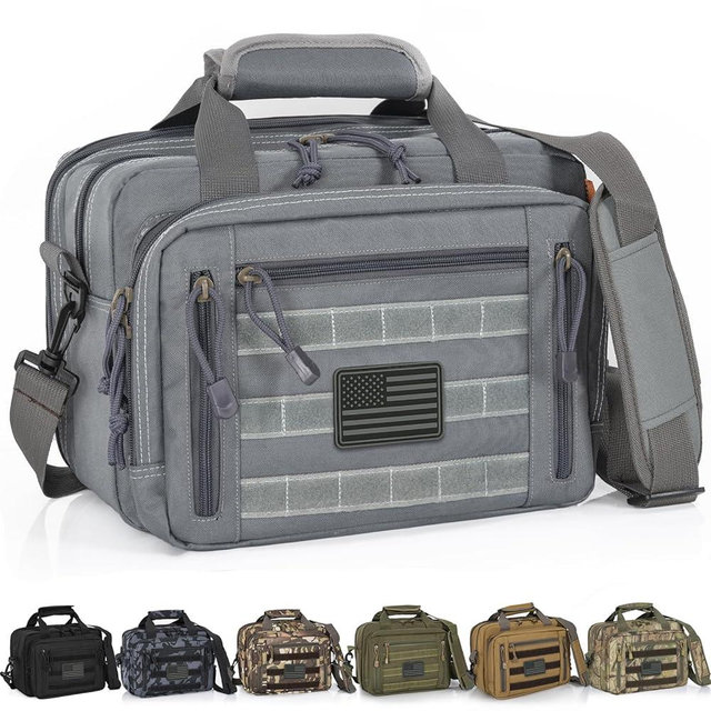 ITHWIU Pistol Case, Gun Range Bags For 2 Pistols 6 Magazines Carrying Shooting Bag with Lockable Zipper for Shooting Range Outdoor Hunting