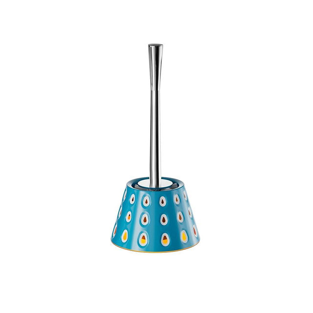 Modern Designer Toilet Brush and Holder Set – Deep Blue Decorative Bathroom Brush with Artistic Teardrop Pattern, Rust-Resistant and Compact, Ideal for Stylish Homes or Guest Bathrooms