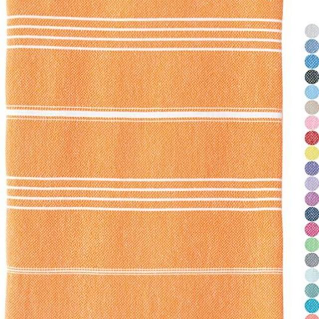 WETCAT Original Turkish Beach Towel (39 x 71) - Prewashed Peshtemal, 100% Cotton - Highly Absorbent, Quick Dry and Ultra-Soft - Washer-Safe, No Shrinkage - Stylish, Eco-Friendly - [Orange]