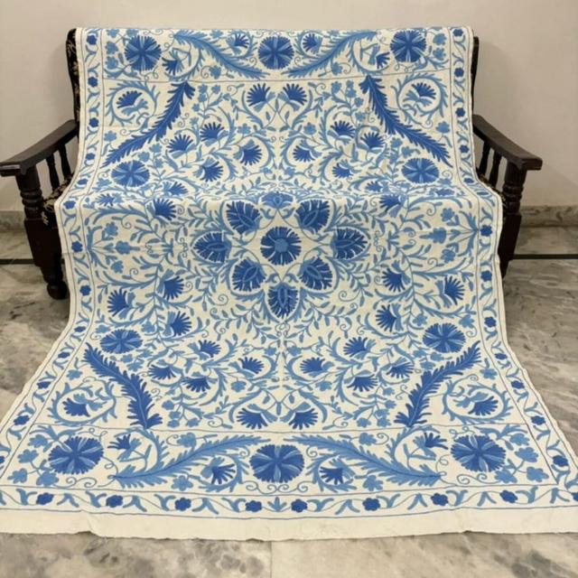 Uzbekistan Cotton Suzani Throw, Blanket, Hand Embroidery, Bedsheet, Bedspread Suzani Embroidery, Tapestry, Colourful Suzani Wall Hanging,