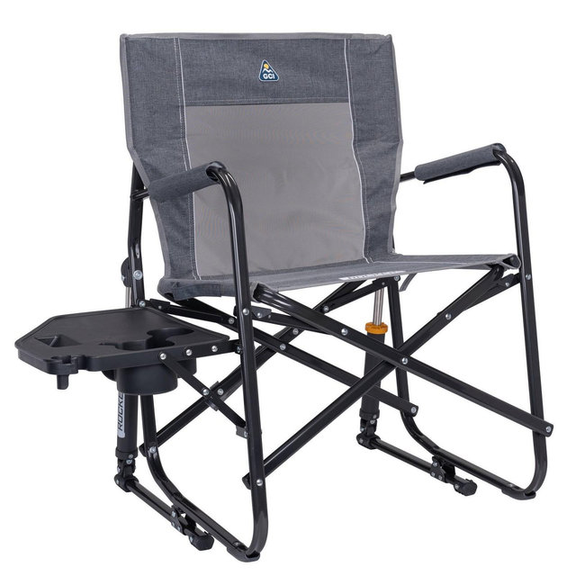 GCI Outdoor Freestyle Rocker Side Table Foldable Rocking Outdoor Portable Camping Chair - Heathered Pewter