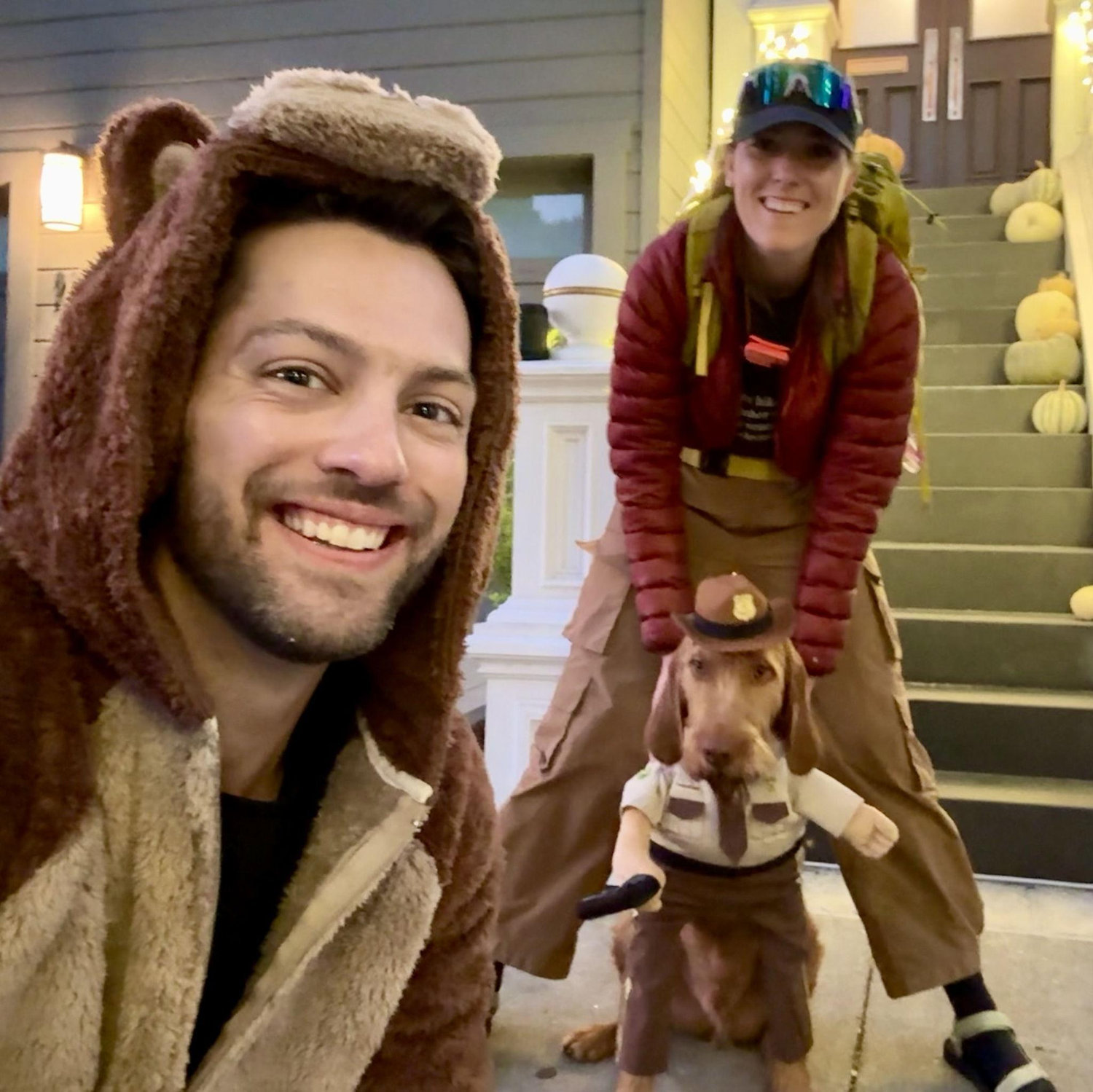 A bear, a hiker, and a park ranger (Halloween '25)!