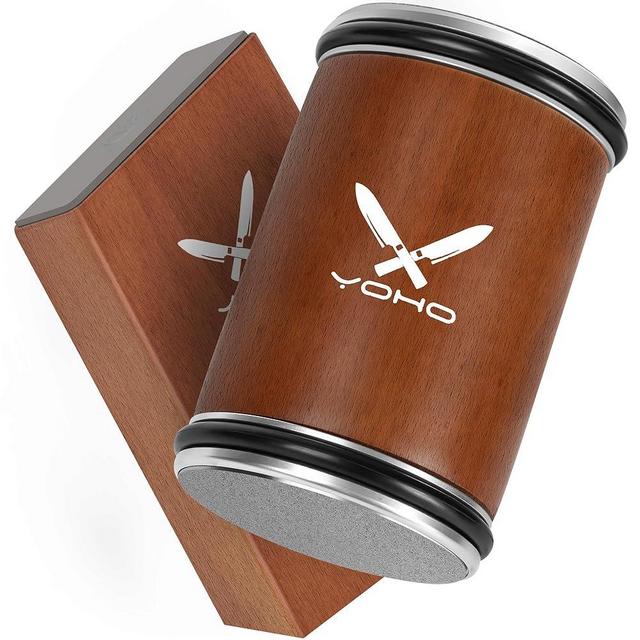 YOHO Rolling Knife Sharpener Kit, Upgraded Knife Sharpeners Industry Diamond Knife Sharpening Kit Tool Kitchen Knife Sharpener with 15 and 20 Degree Magnetic Angle Base for Kitchen Knives - Gifts