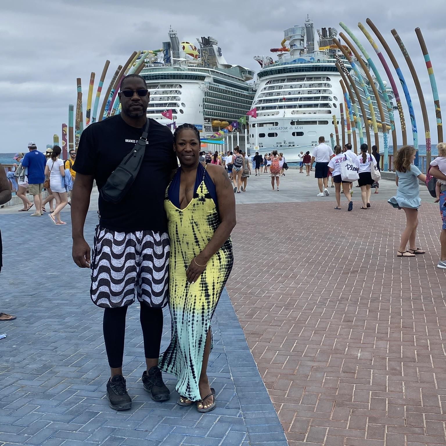 Stepping off the ship in Coco Cay Bahamas