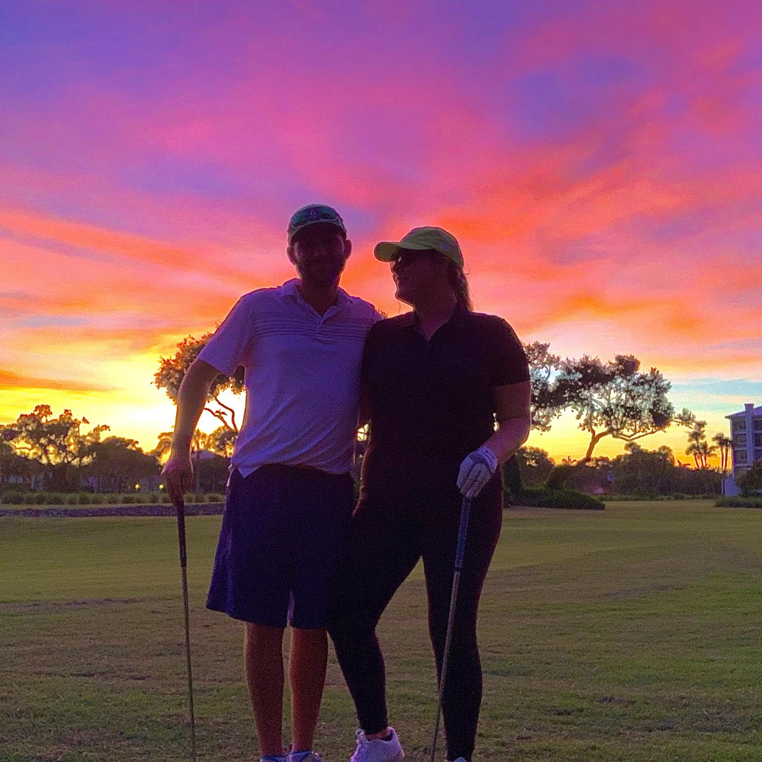Chloe and Caleb golfing together on Marco Island. 2019
