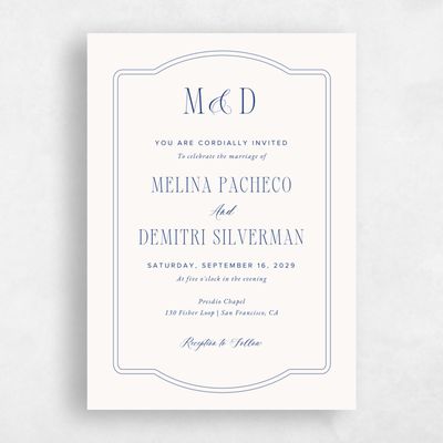 Dark Blue Wedding Invitation - Ivette Classic