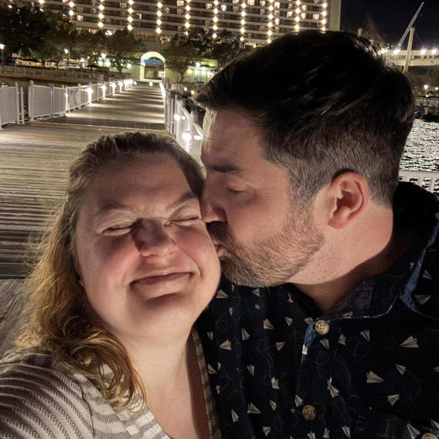 Being cute in terrible lighting 5 minutes before Tim proposed at the Contemporary Resort - October 12, 2024
