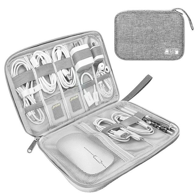 Lcsmaokin Electronics Travel Organizer,Portable Waterproof Electronic Travel Storage Bag for Small Charging Cord Storage,Charger,Small Electronics,SD Card etc,for Travel,Business -Grey