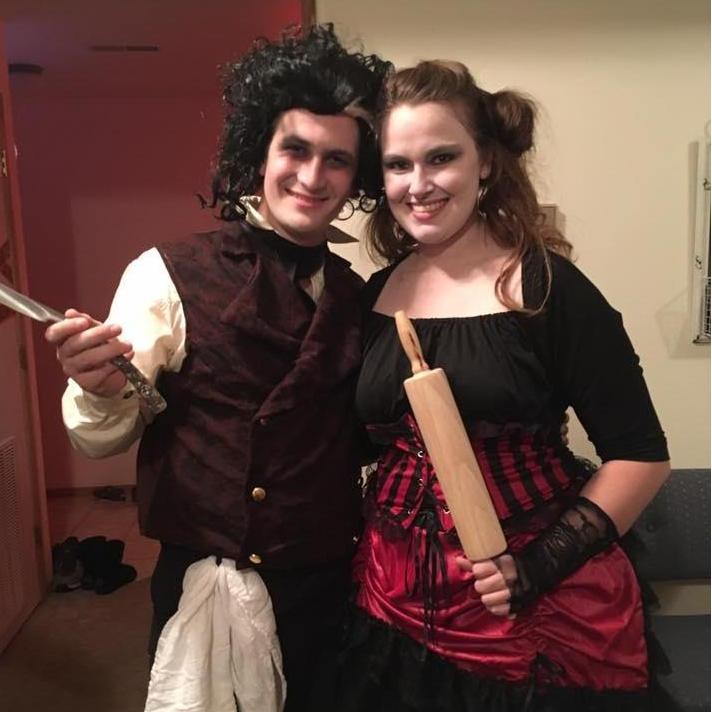 Dressed as Sweeney Todd and Miss Lovett