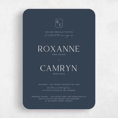 Blue Rounded Wedding Invitation - Altair Classic