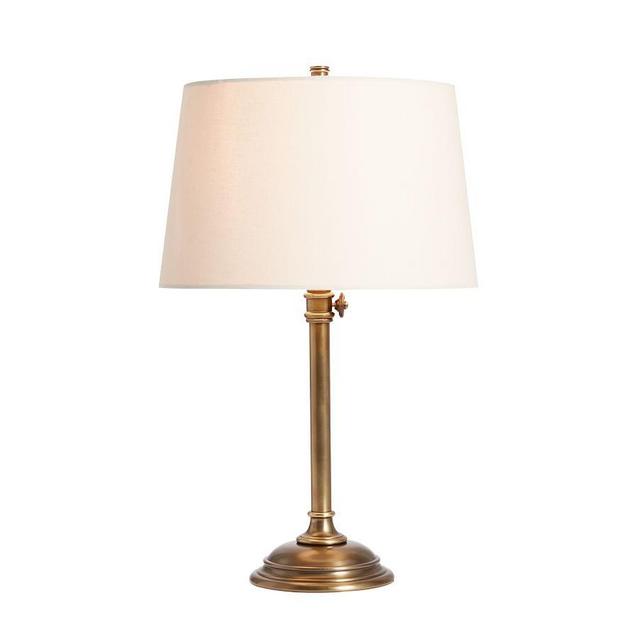 Chelsea Adjustable 25" Lamp & Medium Tapered Gallery Shade, Antique Brass Base/Sand Shade