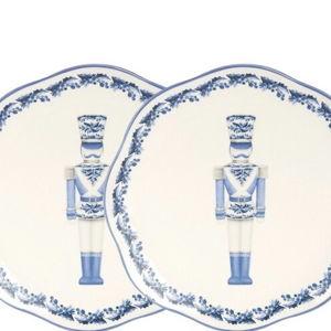 Southern Living Chinoiserie Christmas Collection Blue Nutcracker Accent Plate, Set of 2 | Dillard's
