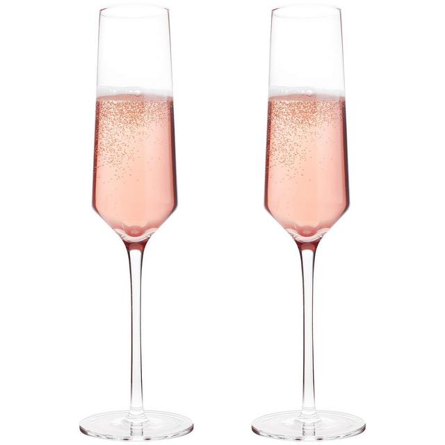 Classy Champagne Flutes by Bella Vino - Hand Blown Crystal Champagne Glasses Made from 100% Lead Free Premium Crystal Glass, Perfect for Any Occasion,Great Gift, 10", 7 Oz, Set of 2, Clear