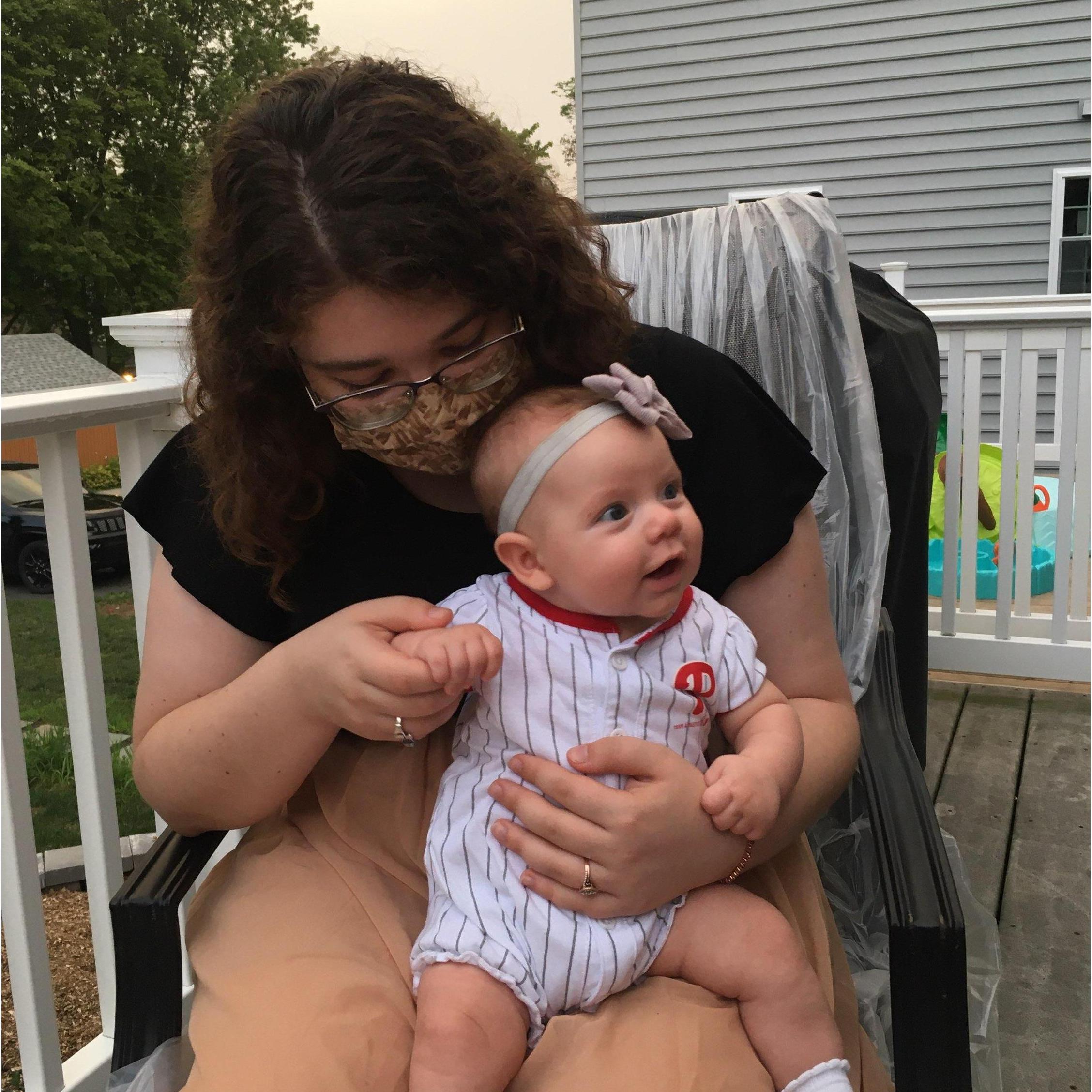 Theodosia was very excited to be held for the first time by someone who wasn't Mommy, Daddy, or medical professional!