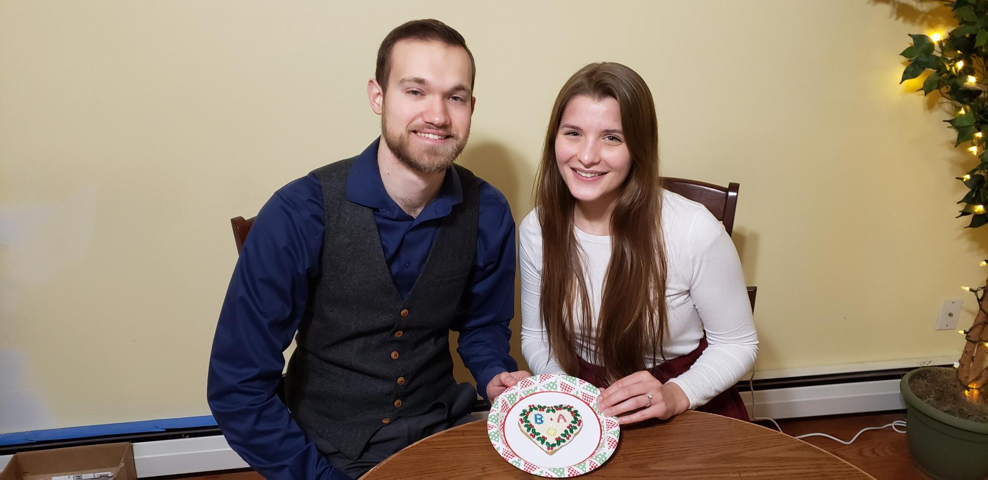 We've made a tradition of frosting a heart-shaped Christmas cookie every year. This year, we got to add an engagement ring to it.