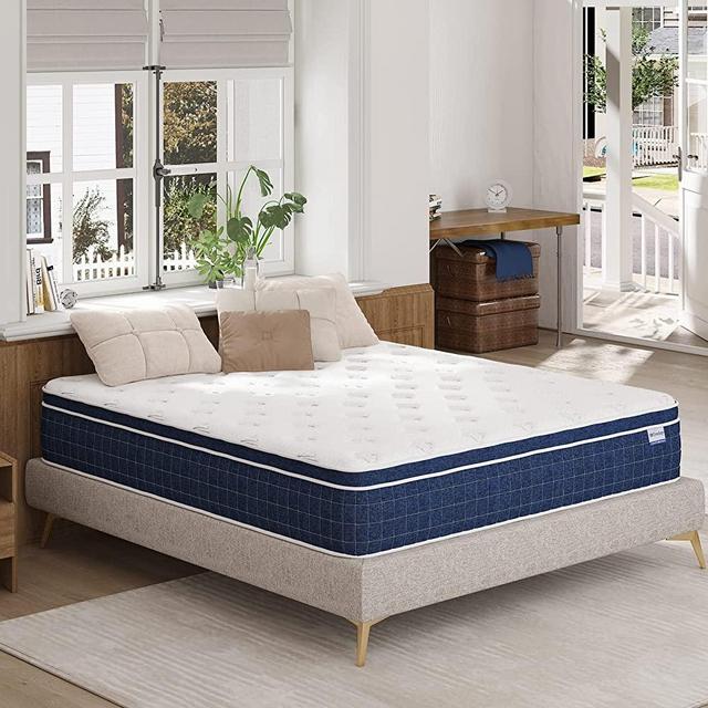 EEN EEN SLEEP Queen Mattress in a Box, 10 Inch Hybrid Mattress Queen Size, Medium Firm Mattress with Foam and Pocket Innerspring, Strong Edge Support, Fits All Bed Frames