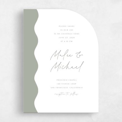 Green Half arch Wedding Invitation - Molnar Portrait