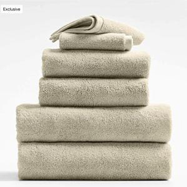Organic Turkish Cotton Taupe Towels, Set of 6