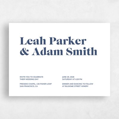 Navy, Blue Wedding Invitation - Everett Landscape Letterpress