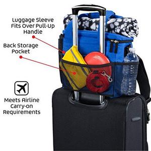 Dog Travel Bag - Week Away Tote For Small Dogs - Includes Bag, 2 Lined Food Carriers, Placemat, and 2 Collapsible Bowls