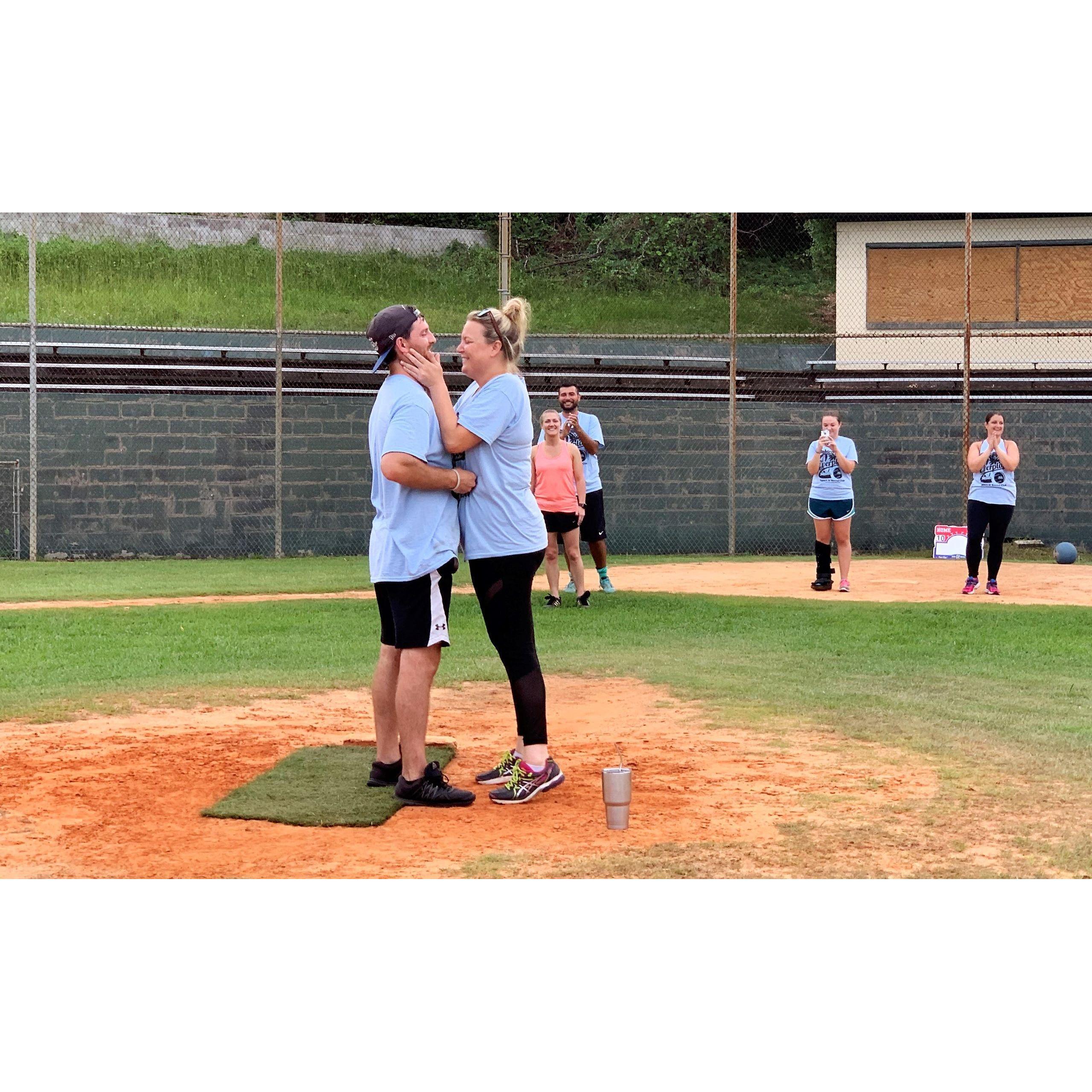 Mid-“yes”! But imagine it like a screaming excited kind of squealing “YES!!!!” - because that’s exactly what it sounded like. DJ barely got to finish his proposal!
