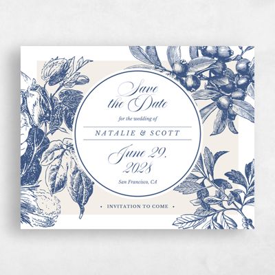 Grayed Cobalt, Blue Wedding Save the Date - Ridgemoor Landscape