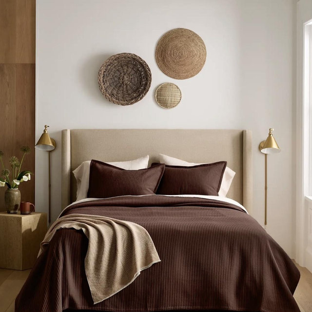 Organic Cotton Matelasse Coverlet Set in Espresso - King/Cal King