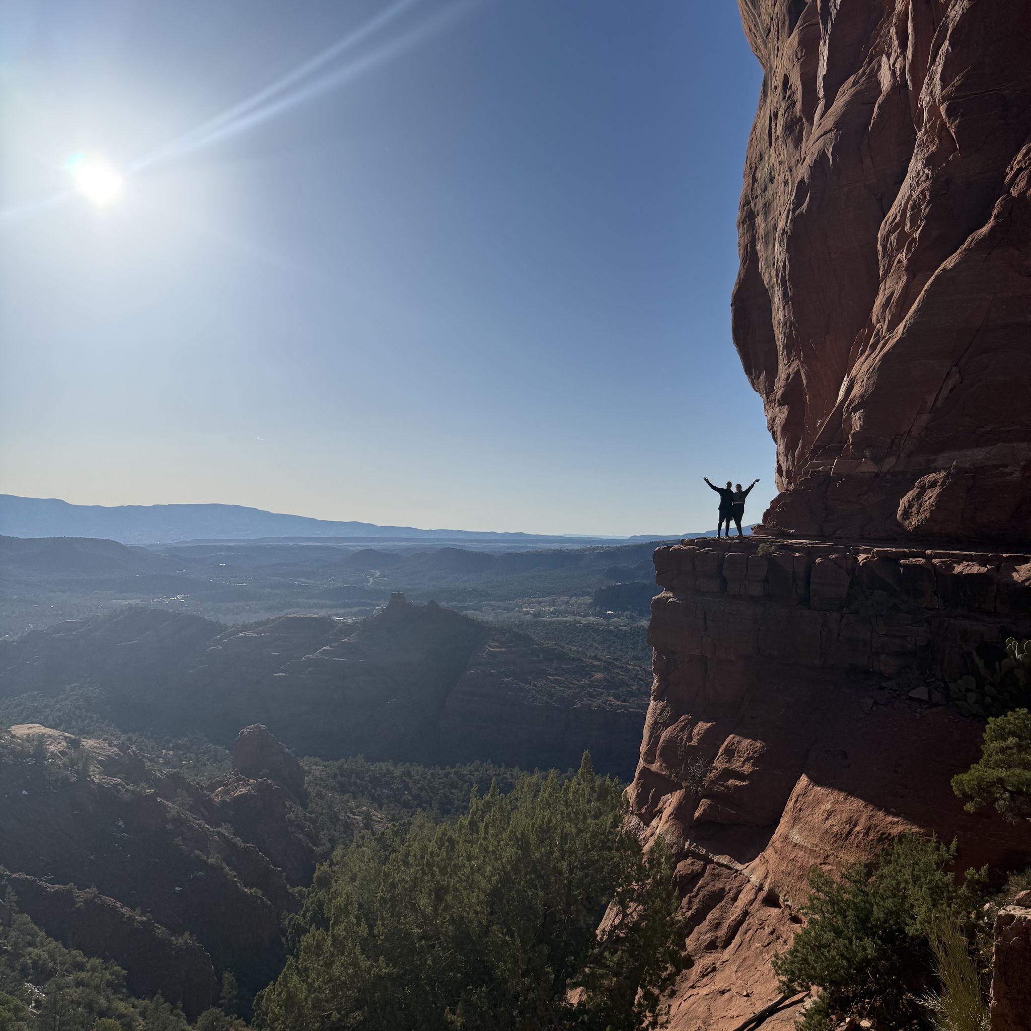 Cathedral Rock in Arizona. Don't be fooled! Just hours before Monica was complaining about doing 3 hikes in one day!