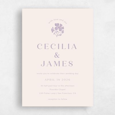 Lilac, Purple Wedding Invitation - Tiburon Portrait