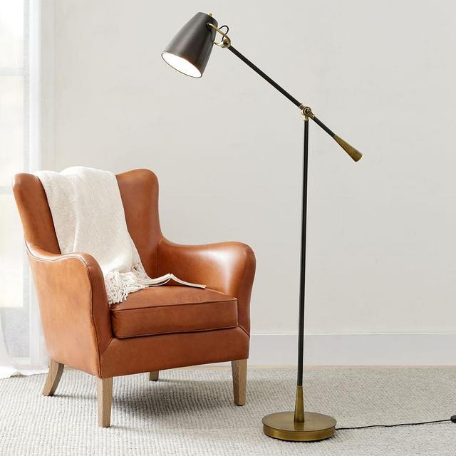 Reese Articulating Metal Task Floor Lamp, Bronze & Antique Brass