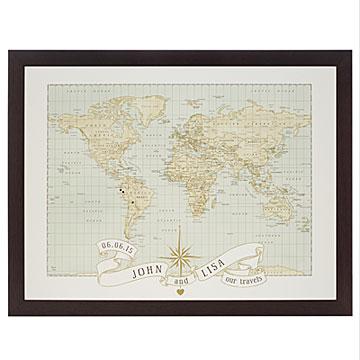 Personalized Anniversary Pushpin World Map