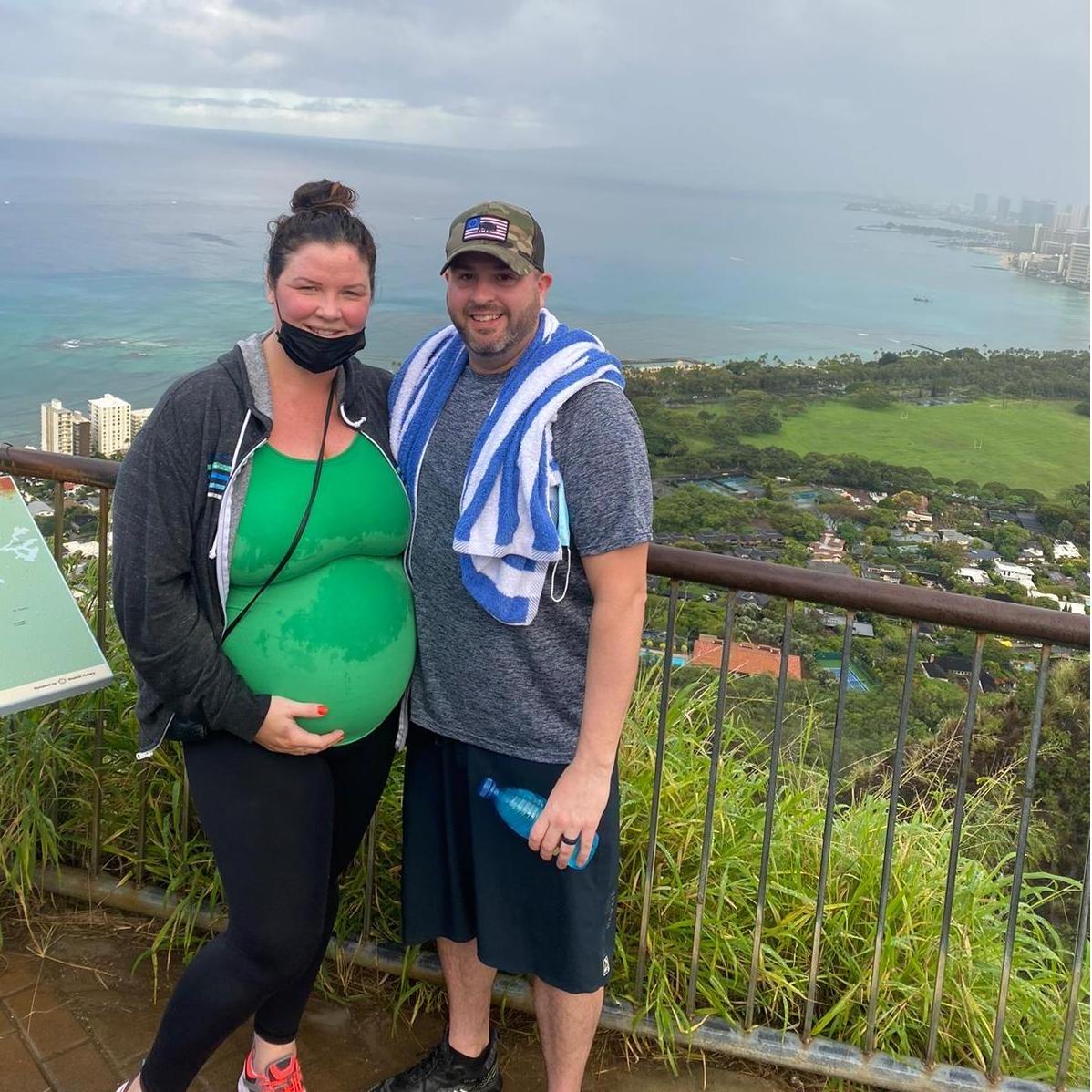 29 weeks pregnant with Jackson, hiked Diamond Head Crater in Waikiki, Hawaii