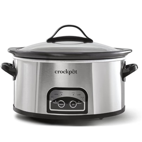 Crock-Pot 6 Quart Programmable Slow Cooker with Timer and Auto Food Warmer Setting, Stainless Steel