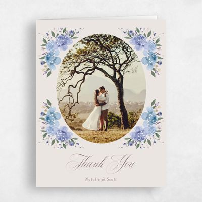 Light Greige, Blue Wedding Thank You - Reagan Photo