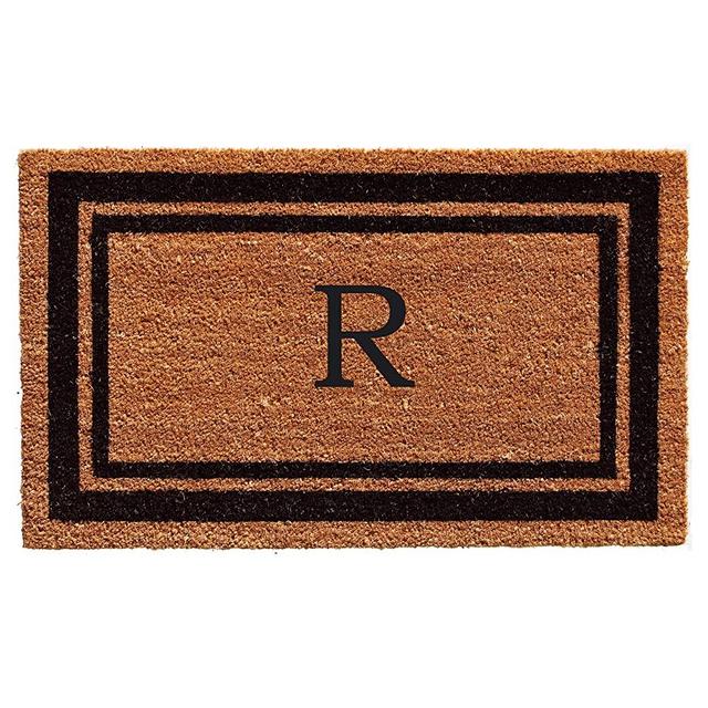 Calloway Mills 152961830R Black Border 18" x 30" Monogram Doormat, (Letter R)